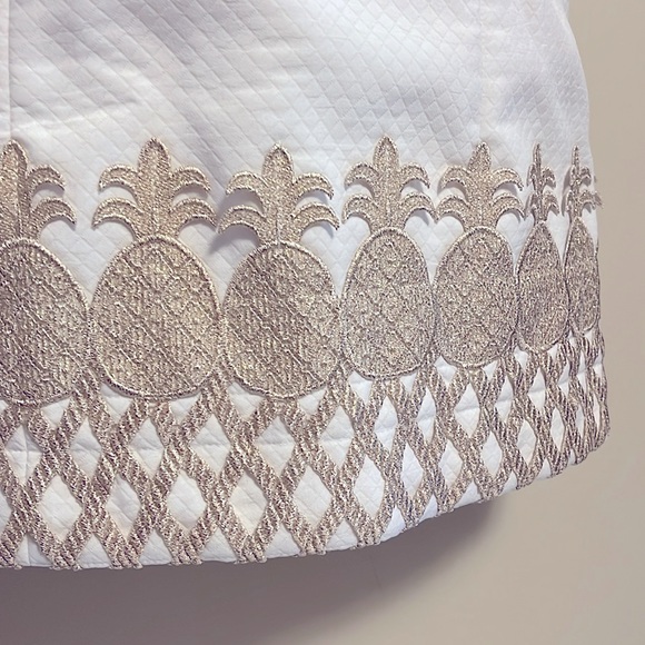 💚Lilly Pulitzer Women’s Lane Resort White Gold Pineapple Trim Mini Dress Size 00 - Picture 3 of 12